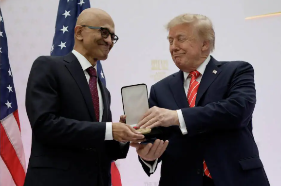 Trump honours Microsoft CEO amid Vance’s H-1B visa crackdown