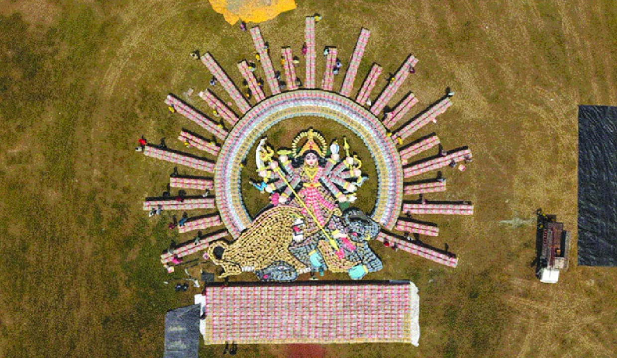 Adani Cement's aerial tribute to Maa Durga