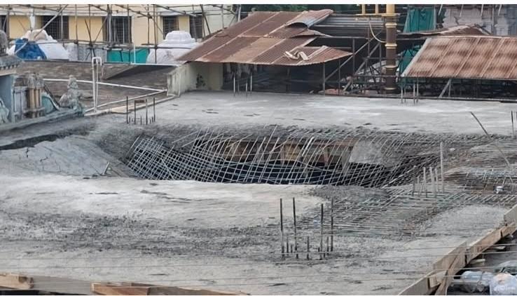 Tiruchi | Temple concrete slab collapses during renovation