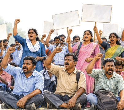 Contract workers stage protests