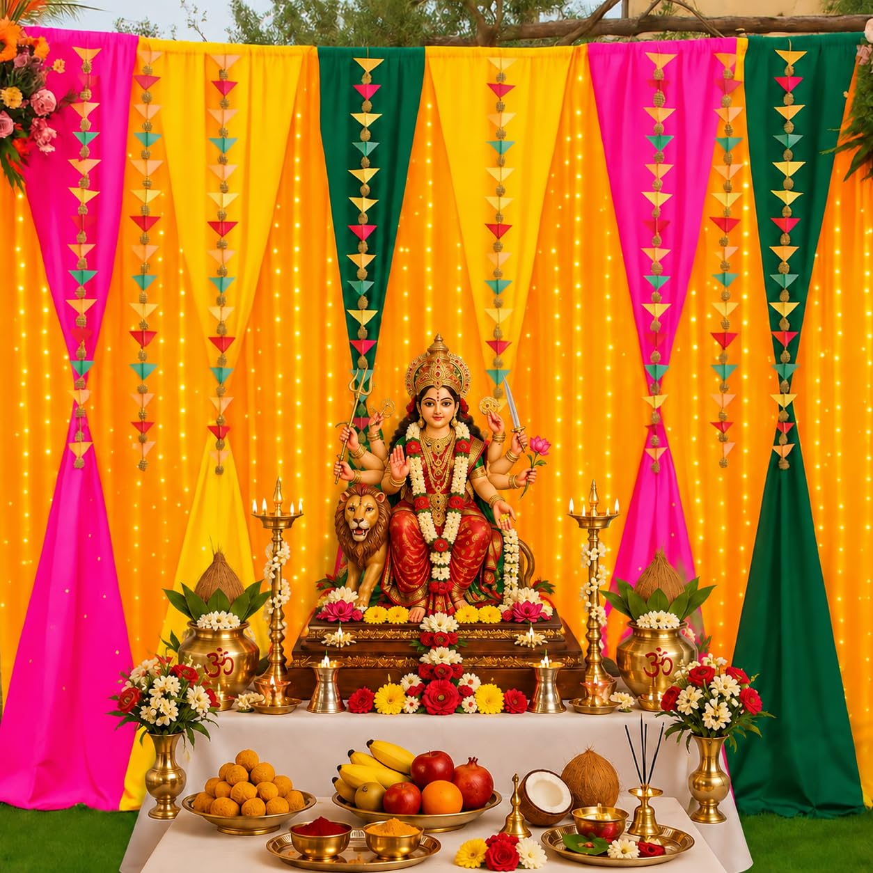 Fabric decorations in demand for Ayudha Puja