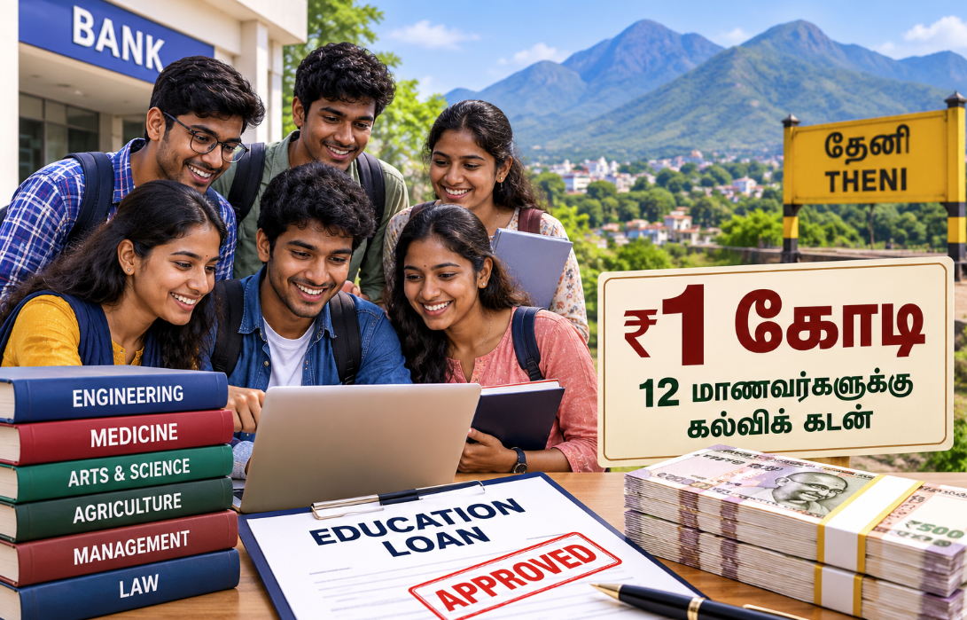 தேனியில் 12 மாணவர்களுக்கு ரூ.1 கோடி கல்விக் கடன்