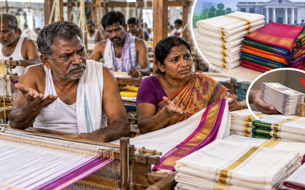 இலவச வேட்டி சேலை உற்பத்தி கூலி நிர்ணயம் திருப்தியில்லை: நெசவாளர்கள்