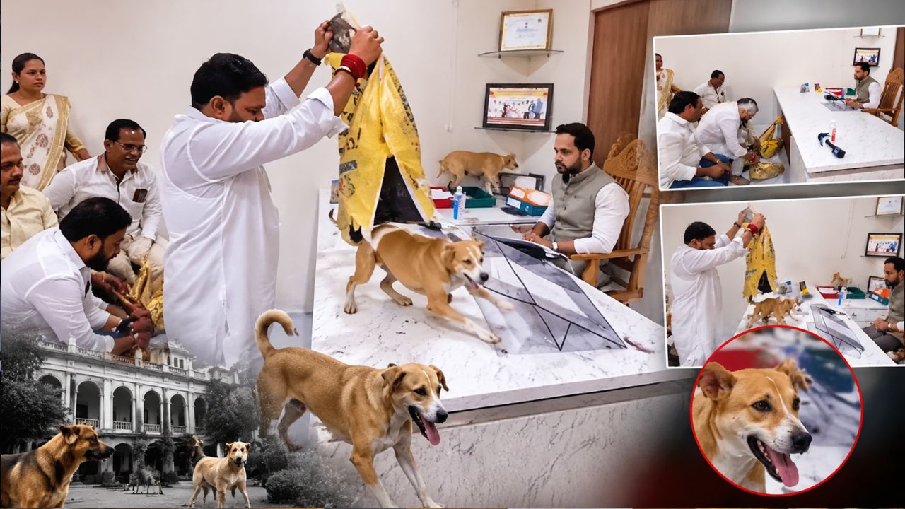 நகராட்சி அலுவலகத்தில் நாய்களின் Suprise Visit ! மராட்டியத்தில் நூதன போராட்டம் !
