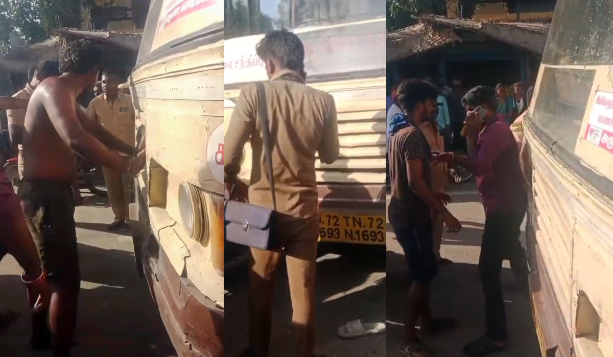 குடிபோதையில் அரசு பஸ் டிரைவருடன் ரகளை- மார்க்கெட்டில் அரை நிர்வாண சேட்டையில் ஈடுபட்ட இருவர் கைது 
