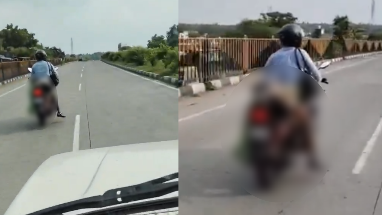 உதவிக்கு யாரும் வராததால் விரக்தி..உயிரிழந்த மனைவியின் உடலை பைக்கில் எடுத்துச்சென்ற கணவர்