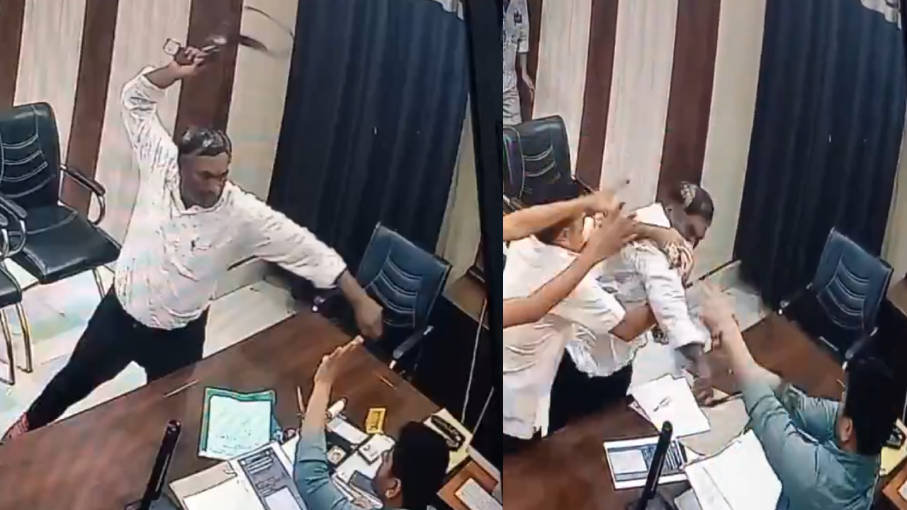  கல்வி அதிகாரியை பெல்ட்டால் தாக்கிய தலைமை ஆசிரியர்- உத்தரபிரதேசத்தில் பரபரப்பு 