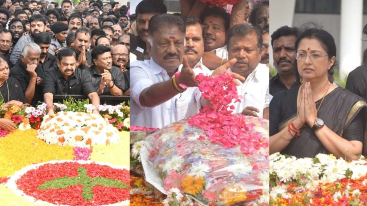 ஜெயலலிதாவின் 9-ஆம் ஆண்டு நினைவு நாள்: இ.பி.எஸ்., ஓ.பி.எஸ். தனித்தனியாக அஞ்சலி!