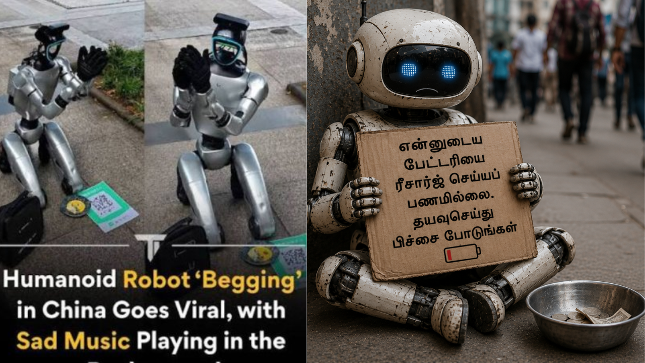 ”என் பேட்டரியை ரீசார்ஜ் செய்யுங்கள்”... தெருவில் கையேந்திய ரோபோ !