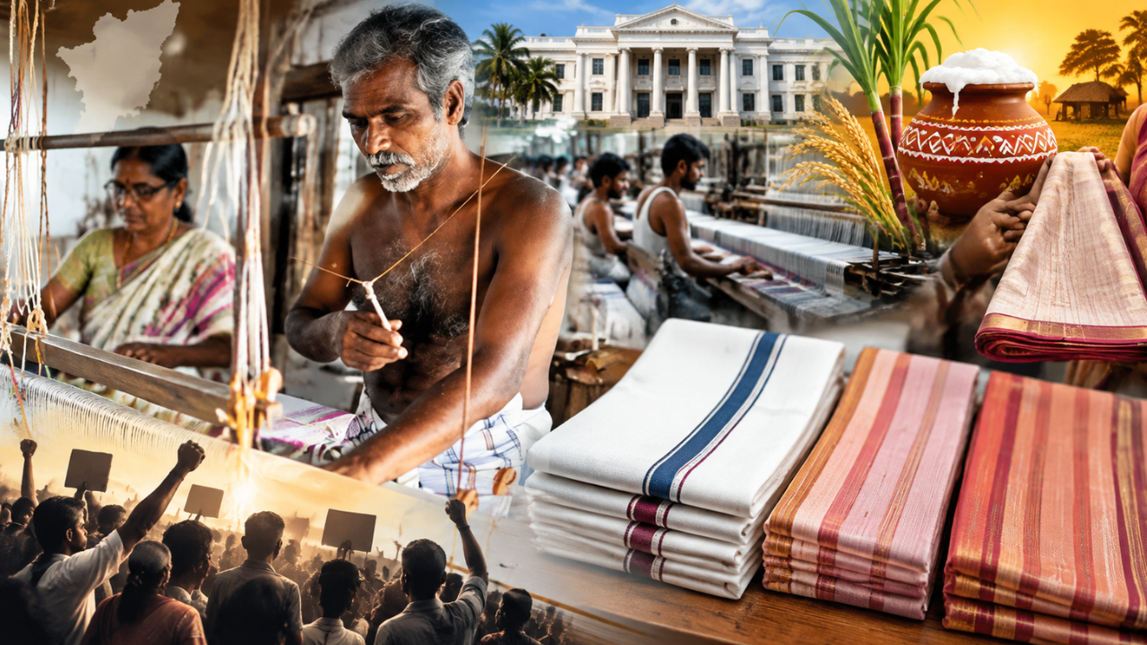 பொங்கல் புத்தாடை தயாரிப்பு தாமதமா?...நெசவாளர்களின் கோரிக்கையை கேட்குமா அரசு? பொங்கல் புத்தாடை தயாரிப்பு தாமதமா?...நெசவாளர்களின் கோரிக்கையை கேட்குமா அரசு?