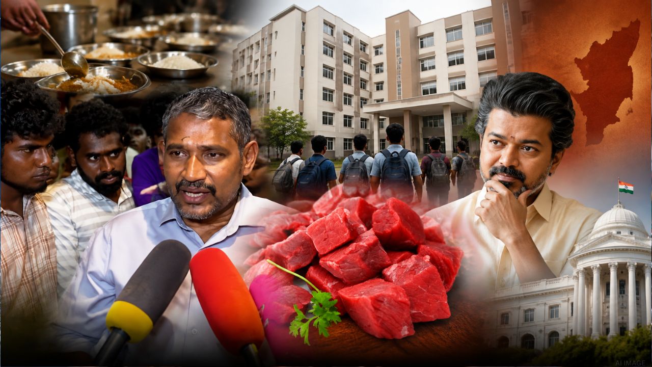 சமூக நீதி விடுதியில் மாட்டிறைச்சி கோரிக்கை ? சர்ச்சையை கிளப்பிய அமைச்சரின் பதில்கள் !