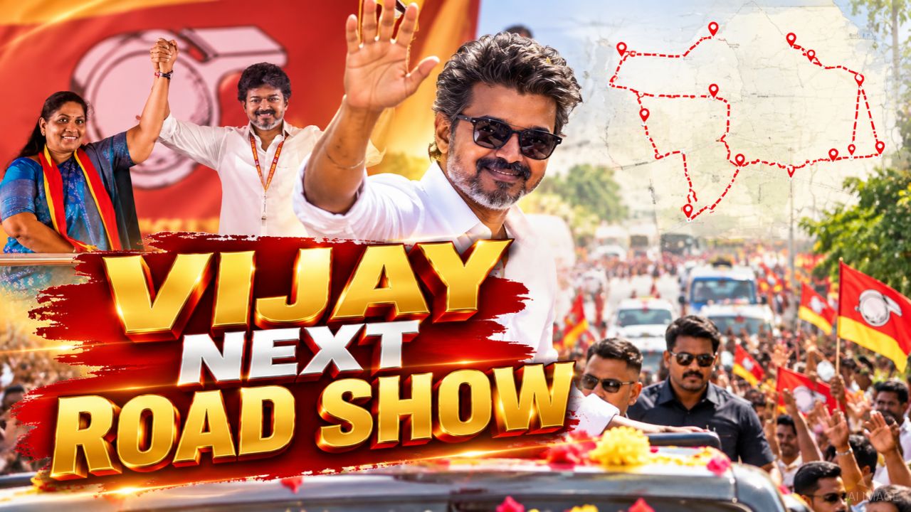 இறுதிக்கட்ட பிரசாரம் ! சூடுபிடித்த தேர்தல் களம்! தாராபுரத்தில் நாளை CM விஜய் ரோடு ஷோ ! 