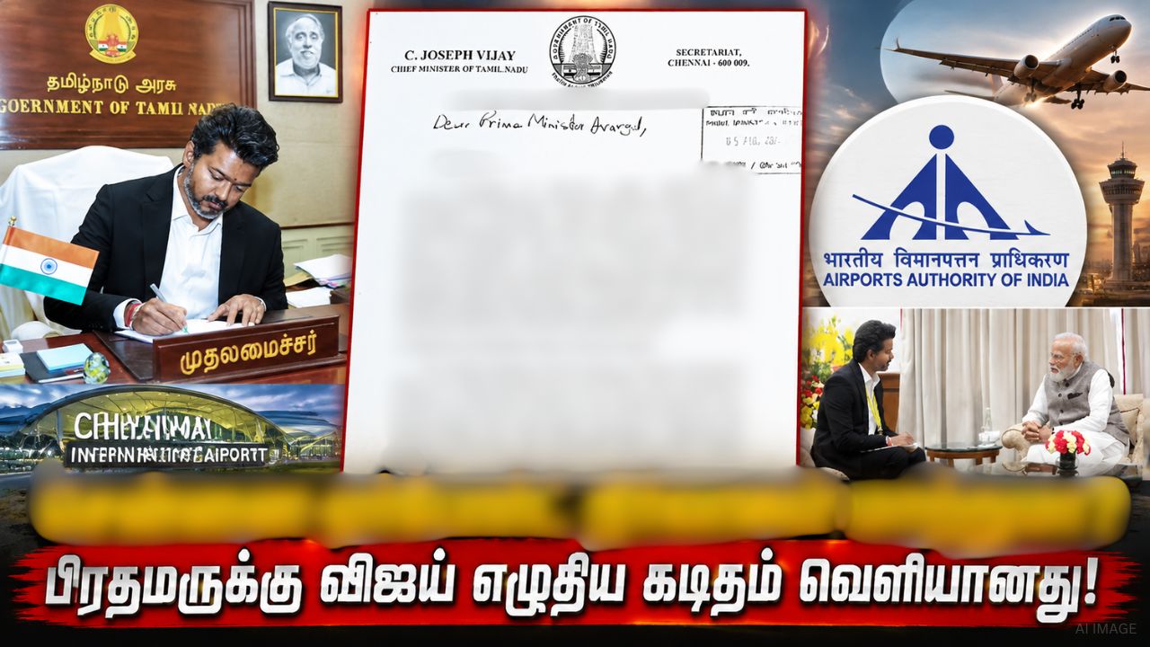 சென்னை ஏர்போர்ட்ட தனியாருக்கு குடுங்க ! பிரதமருக்கு விஜய் எழுதிய ரகசிய கடிதம் லீக் !
