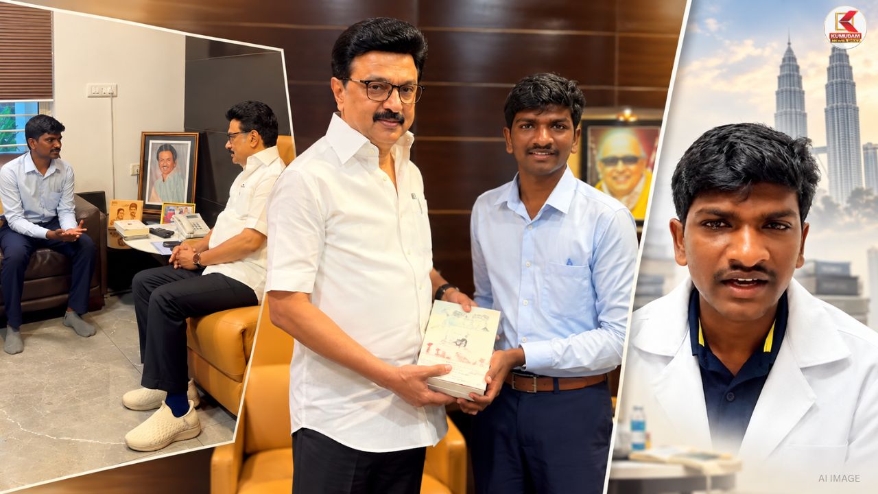 கண்ணீருடன் வீடியோ வெளியிட்டு வைரலான மாணவர் பாரதிதாசன் !.. ஸ்டாலினை நேரில் சந்தித்த வாழ்த்து !