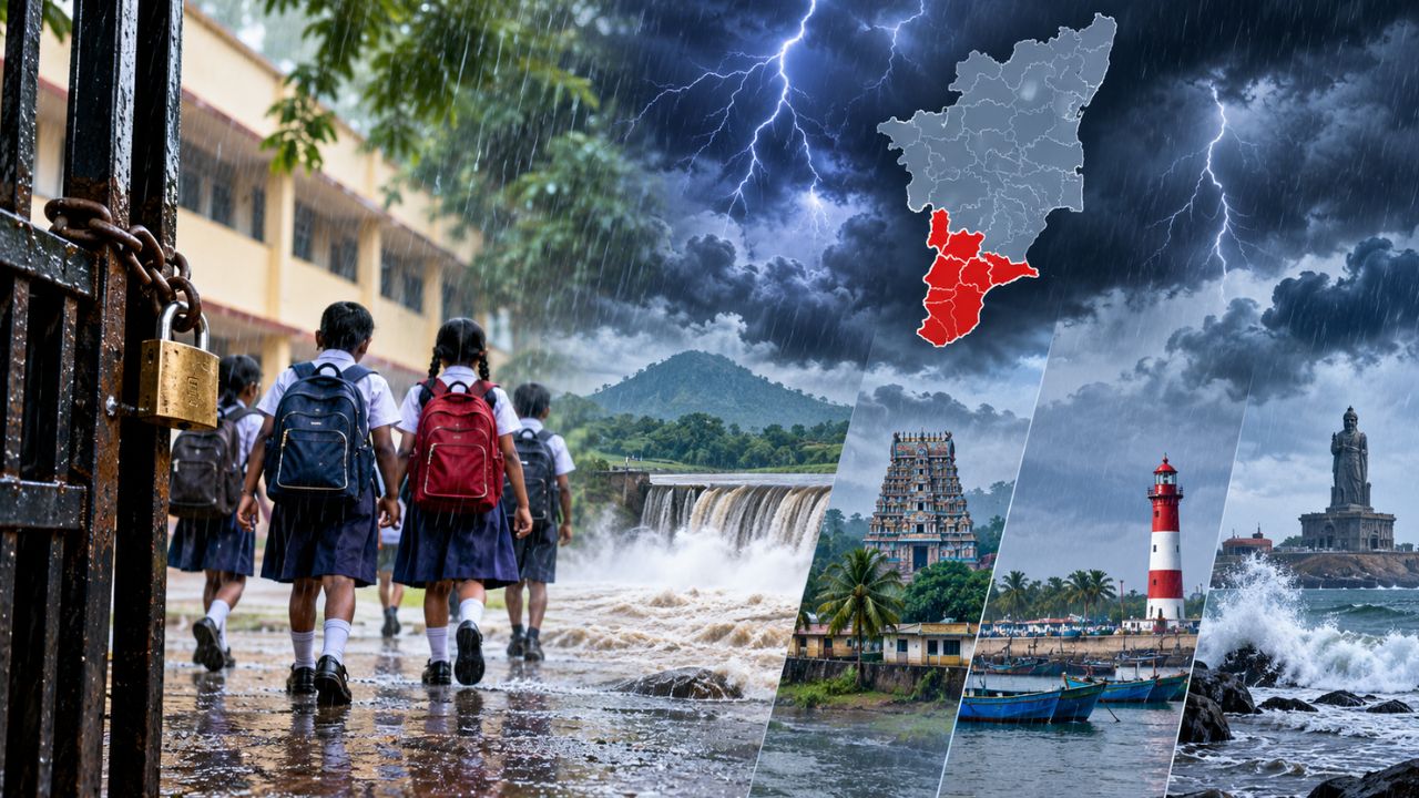 மாணவர்களே ஹேப்பி நியூஸ்! கனமழை எதிரொலி... 4 மாவட்ட பள்ளிகளுக்கு லீவு விட்டாச்சு!