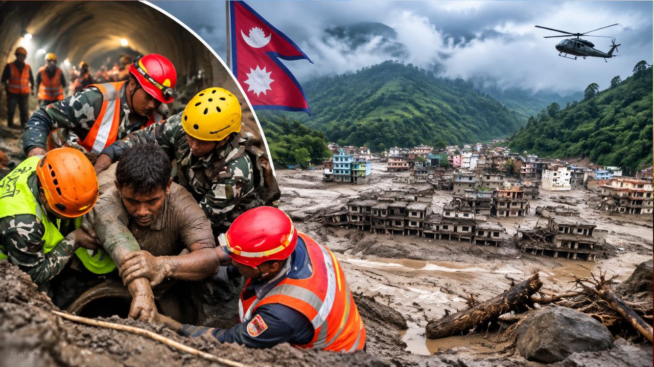 NEPAL FLOODS: வெள்ள பேரழிவில் 9 நாட்களுக்கு பிறகு உயிருடன் மீட்கப்பட்ட 2 பேர்!